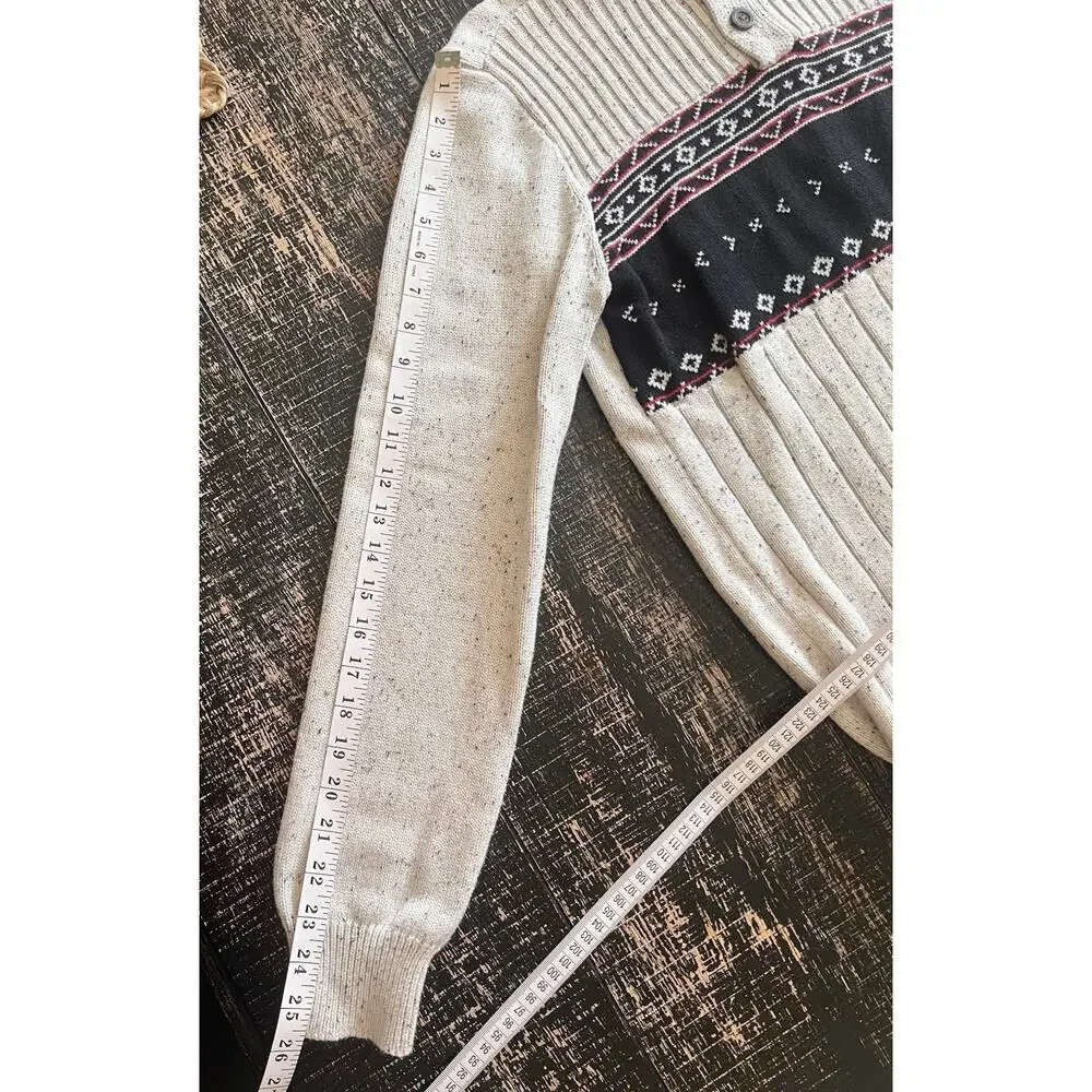 Chaps Sweater Men’s Medium Fair Isle Nordic Knit‎ Pullover Quarter Button